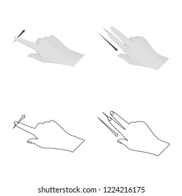 Vector design of touchscreen and hand sign. Set of touchscreen and touch vector icon for stock.