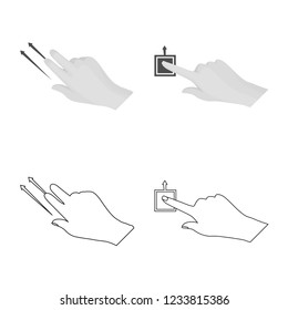 Vector design of touchscreen and hand sign. Set of touchscreen and touch stock vector illustration.
