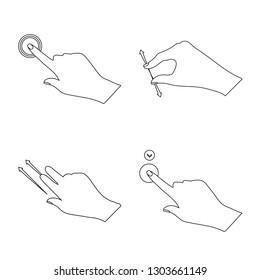 Vector design of touchscreen and hand sign. Set of touchscreen and touch stock symbol for web.