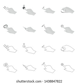 Vector design of touchscreen and hand sign. Collection of touchscreen and touch vector icon for stock.