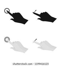 Vector design of touchscreen and hand symbol. Set of touchscreen and touch stock vector illustration.