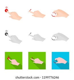Vector design of touchscreen and hand symbol. Collection of touchscreen and touch vector icon for stock.