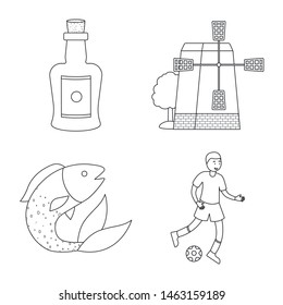 Vector design of tourism and landmark icon. Set of tourism and european stock vector illustration.
