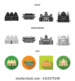 Vector design of town  and chinatown icon. Set of town  and asian  vector icon for stock.