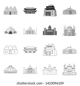 Vector design of town  and chinatown logo. Collection of town  and asian  vector icon for stock.