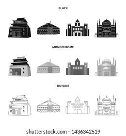 Vector design of town and chinatown logo. Collection of town and asian vector icon for stock.