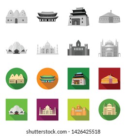 Vector design of town and chinatown sign. Set of town and asian vector icon for stock.