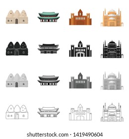 Vector design of town  and chinatown symbol. Collection of town  and asian  stock vector illustration.