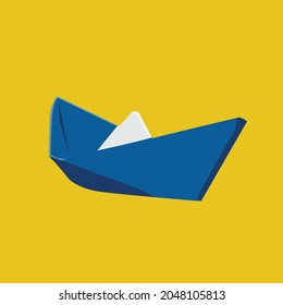 a vector design of a toy ship made by hand in paper
