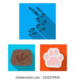 Vector design of track  and footstep symbol. Collection of track  and silhouette  vector icon for stock.
