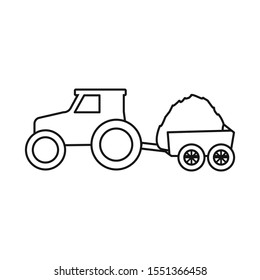 Vector design of tractor and trailer sign. Web element of tractor and hay stock symbol for web.