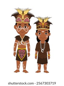 Vector design of traditional clothes of Papuan Indonesian people. Suitable for designs containing information about culture.