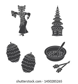 Vector design of and traditional icon. Set of and bali vector icon for stock.