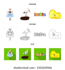 Vector design of traditional and tour icon. Set of traditional and landmarks stock symbol for web.