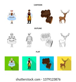 Vector design of traditional and tour icon. Set of traditional and landmarks stock vector illustration.