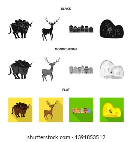 Vector design of traditional and tour icon. Collection of traditional and landmarks vector icon for stock.
