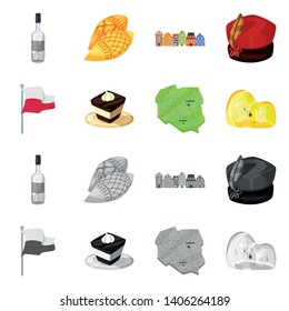 Vector design of traditional and tour icon. Collection of traditional and landmarks stock vector illustration.