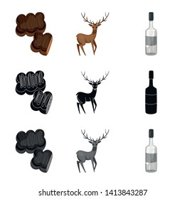 Vector design of traditional and tour icon. Set of traditional and landmarks vector icon for stock.