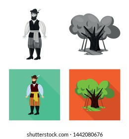 Vector design of traditional and tour icon. Collection of traditional and landmarks stock symbol for web.