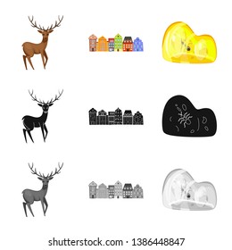 Vector design of traditional and tour logo. Set of traditional and landmarks vector icon for stock.