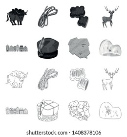 Vector design of traditional and tour logo. Set of traditional and landmarks vector icon for stock.