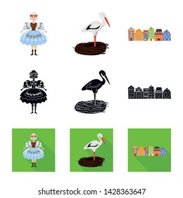 Vector design of traditional and tour logo. Set of traditional and landmarks stock symbol for web.
