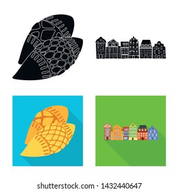 Vector design of traditional and tour sign. Set of traditional and landmarks stock symbol for web.