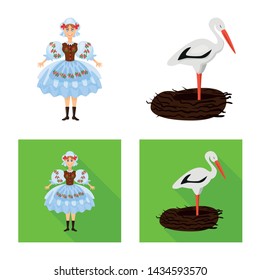 Vector design of traditional and tour symbol. Set of traditional and landmarks vector icon for stock.