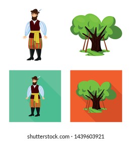 Vector design of traditional and tour symbol. Set of traditional and landmarks vector icon for stock.