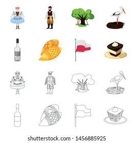 Vector design of traditional and tour symbols. Set of traditional and landmarks vector icon for stock.