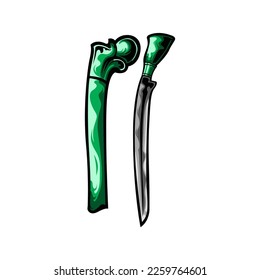 vector design of traditional weapon (badik tumbuk lado) from riau archipelago indonesia, color changeable