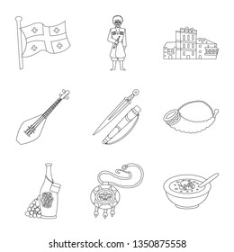 Vector design of traditions and national icon. Set of traditions and sightseeing stock vector illustration.