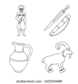 Vector design of traditions and national icon. Set of traditions and sightseeing stock symbol for web.