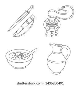 Vector design of traditions and national icon. Set of traditions and sightseeing stock vector illustration.