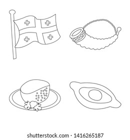 Vector design of traditions and national logo. Set of traditions and sightseeing stock symbol for web.