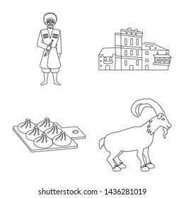 Vector design of traditions and national logo. Set of traditions and sightseeing stock symbol for web.