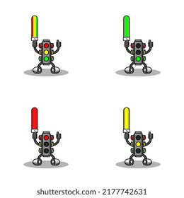 vector design of traffic lights, lights that control the flow of traffic installed on roads, zebra crossings, and other traffic flow areas.