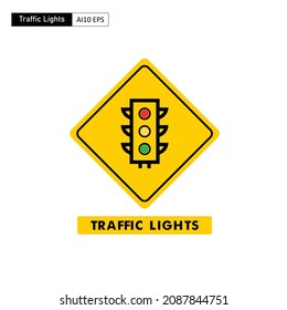 Vector design traffic sign that informs you that in front there is an intersection equipped with a traffic light.