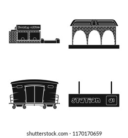 Vector design of train and station icon. Collection of train and ticket stock vector illustration.