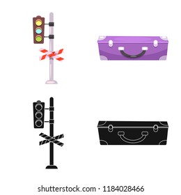 Vector design of train and station icon. Collection of train and ticket vector icon for stock.