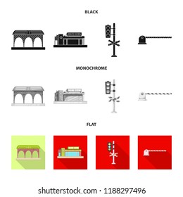Vector design of train and station icon. Collection of train and ticket stock vector illustration.