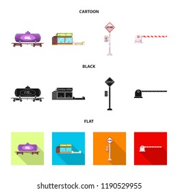 Vector design of train and station icon. Set of train and ticket stock vector illustration.