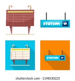 Vector design of train and station icon. Set of train and ticket stock vector illustration.