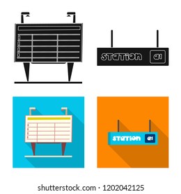 Vector design of train and station icon. Set of train and ticket stock symbol for web.