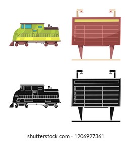 Vector design of train and station icon. Collection of train and ticket stock vector illustration.