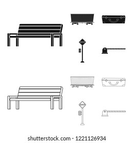 Vector design of train and station icon. Collection of train and ticket stock symbol for web.