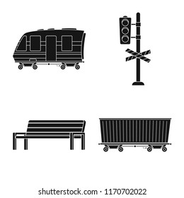 Vector design of train and station logo. Collection of train and ticket stock vector illustration.