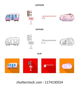 Vector design of train and station logo. Set of train and ticket stock symbol for web.