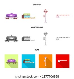 Vector design of train and station logo. Collection of train and ticket stock vector illustration.