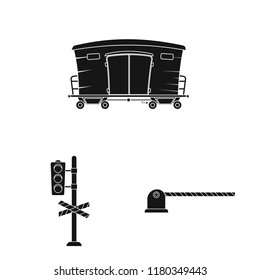 Vector design of train and station logo. Set of train and ticket stock symbol for web.